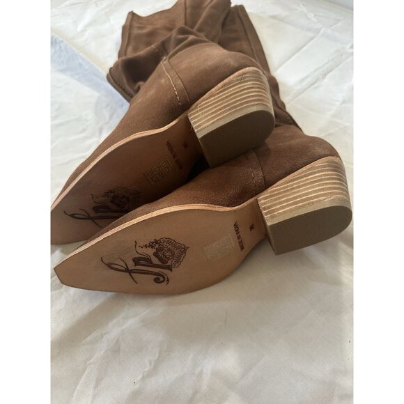 Free People Sway Slouch Boots Blush Suede Brown Western - Picture 5 of 5